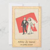  retroRomantische paar Comic Book Wedding Kaart (Voorkant)