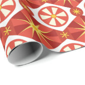 Retrorood Abstract geometrisch starburstpatroon Cadeaupapier (Rol Hoek)