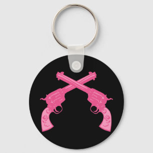 Retrorororoze gecroseerde pistolen sleutelhanger