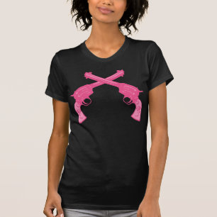 Retrorororoze gecroseerde pistolen t-shirt