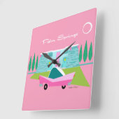 Retrorororoze handpalmen met acrylwandklok vierkante klok (Hoek)