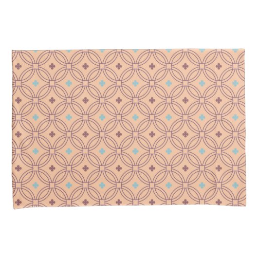 Retrororoze en blauwe, met elkaar verbonden geomet kussensloop (Voorkant-Rechts)