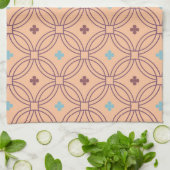 Retrororoze en blauwe, met elkaar verbonden geomet theedoek (Gevouwen)