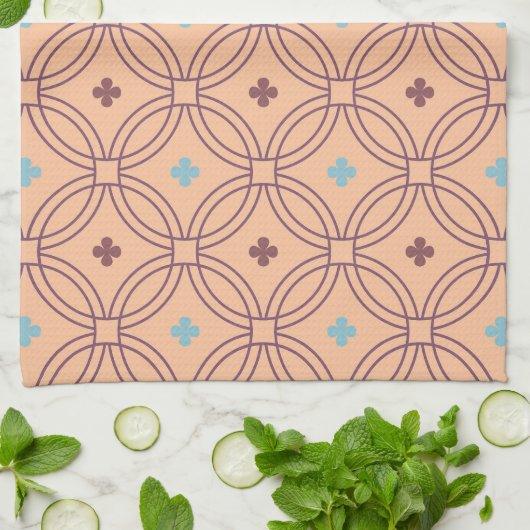 Retrororoze en blauwe, met elkaar verbonden geomet theedoek (Gevouwen)