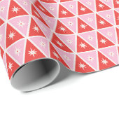 Retrororoze en rode kerst geometrisch cadeaupapier (Rol Hoek)