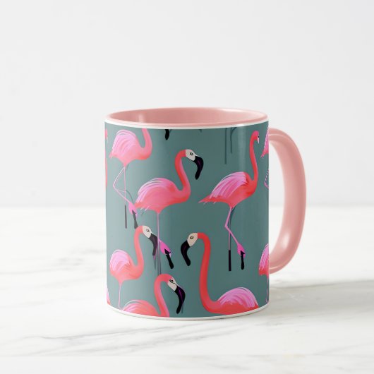 Retroroze flamingos mok (Voorkant rechts)