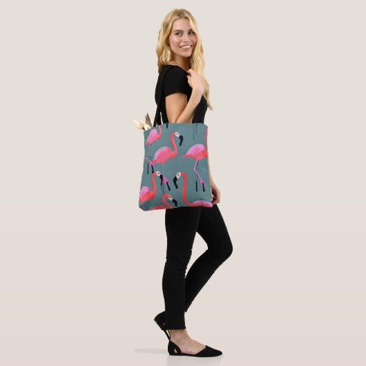 Retroroze flamingos tote bag (Op model)