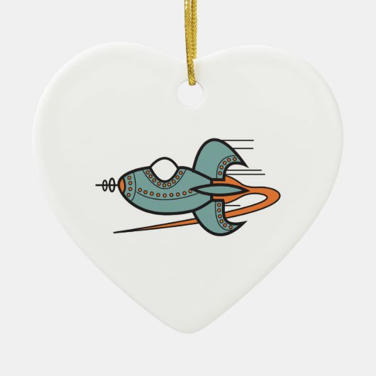 retrorraket keramisch ornament (Voorkant)