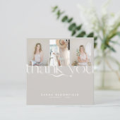 Retrorscript | Light Beige Photo Afstuderen Bedankkaart (Staand voorkant)