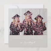 Retrorscript | Light Beige Photo Afstuderen Bedankkaart (Achterkant)