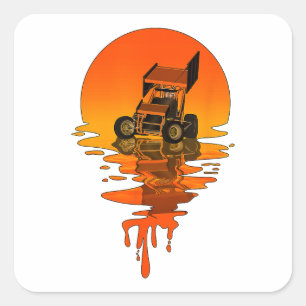  retrorstijl Sprint-auto tegen racisme Vierkante Sticker