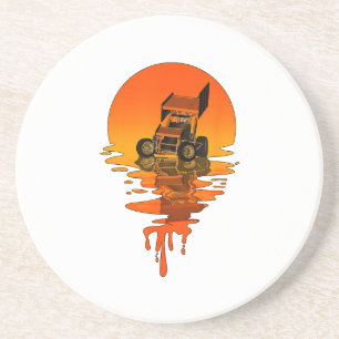 retrorstijl Sprint-auto tegen racisme Zandsteen Onderzetter