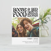 Retro's Funny 70's Groovy Foto Bruiloft Save The Date (Staand voorkant)