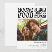 Retro's Funny 70's Groovy Foto Bruiloft Save The Date (Voorkant / Achterkant)