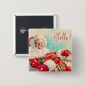  retroSanta Kerstfeestdag knop Vierkante Button 5,1 Cm (Voorkant /achterkant)