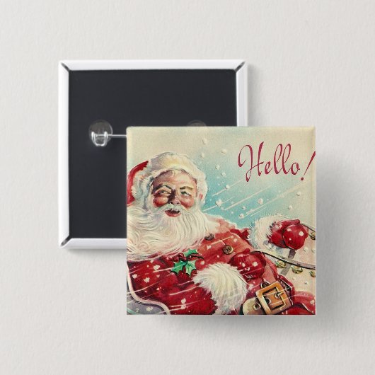 retroSanta Kerstfeestdag knop Vierkante Button 5,1 Cm (Voorkant /achterkant)