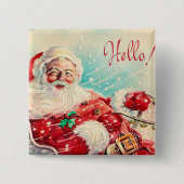 retroSanta Kerstfeestdag knop Vierkante Button 5,1 Cm (Voorkant)