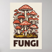 Retroschimmels Paddenstoelcluster Botanisch Poster (Voorkant)