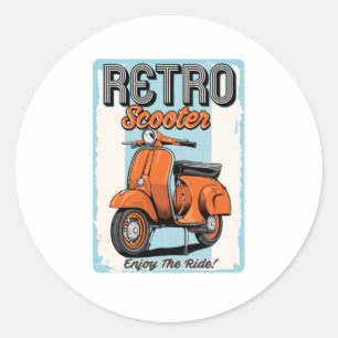 Retroscooter Ronde Sticker