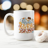 Retroscript dankbaar gezegend monogram koffiemok