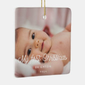 Retroscript Mijn eerste kerstfoto baby Keramisch Ornament (Rechts)