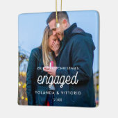 Retroscript Onze eerste kerstfoto Keramisch Ornament (Links)