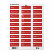 Retroscript rood kerstrestremadres label (Full Sheet)