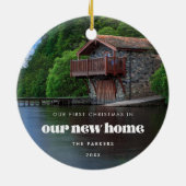 Retro'sEerste Kerst in ons nieuwe huis Foto Keramisch Ornament (Achterkant)