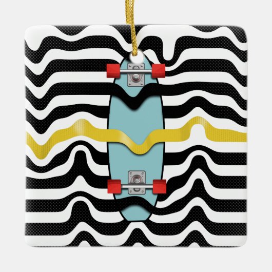 Retroskateboard Keramisch Ornament (Voorkant)