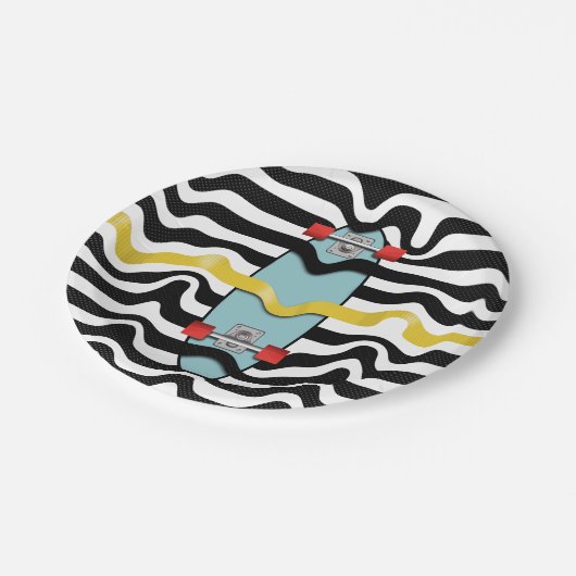 Retroskateboard Papieren Bordje (Gekanteld)