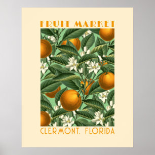 Retrospectieve Oranje markt voor bloesem Poster