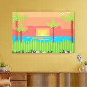 Retrospel - Tropische zonnebank Canvas Afdruk (Insitu (Woonkamer))