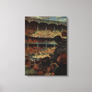 Retrosportfans in een honkbalstadion canvas afdruk