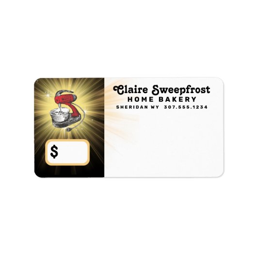 Retrostandaard bakkerijprijs label sticker (Voorkant)