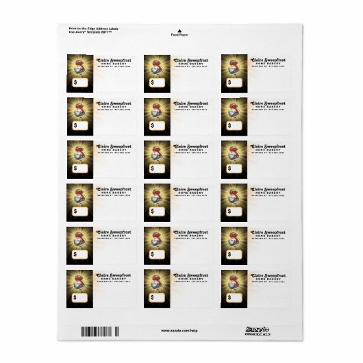 Retrostandaard bakkerijprijs label sticker (Full Sheet)