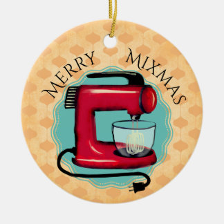 Retrostandaardmixer bakkerij voor kerstversiering keramisch ornament