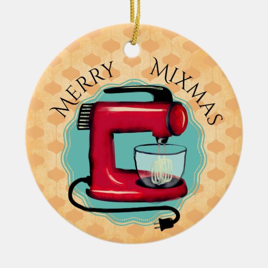 Retrostandaardmixer bakkerij voor kerstversiering keramisch ornament (Voorkant)