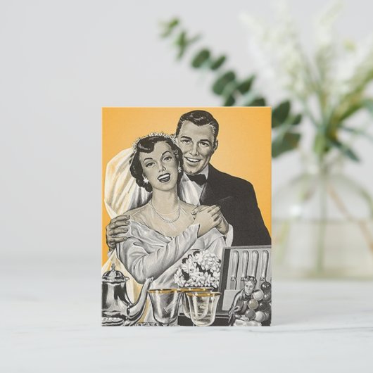 Retrostijl Aankondiging Uitnodigingskoppels Shower (Staand voorkant)