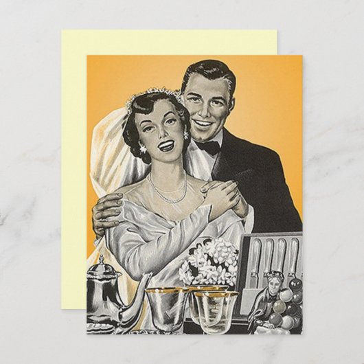 Retrostijl Aankondiging Uitnodigingskoppels Shower (Voorkant / Achterkant)