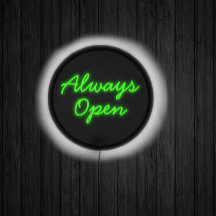 Retrostijl Altijd Neon Green openen op zwart