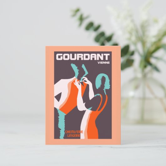 Retrostijl Art Deco Franse mode en Briefkaart (Staand voorkant)