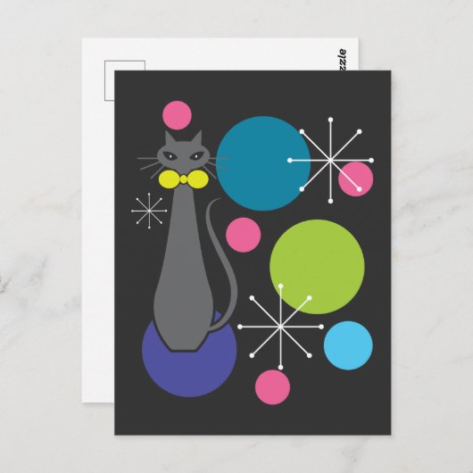 Retrostijl atoertijdperk midden middeleeuwse kool briefkaart (Voorkant / Achterkant)