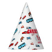 Retrostijl autonaam verjaardagsfeestje feesthoedjes (Links)