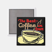 Retrostijl "Best Coffee in Town" Square Magnet (Voorkant / Achterkant)
