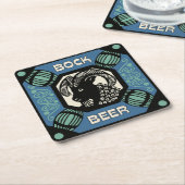 Retrostijl Bock bier vierkant en Onderzetter papie (Schuin)