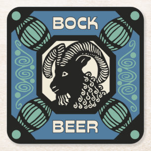 Retrostijl Bock bier vierkant en Onderzetter papie