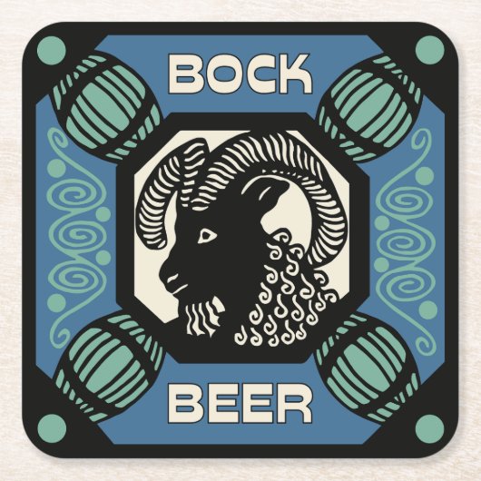 Retrostijl Bock bier vierkant en Onderzetter papie (Voorkant)