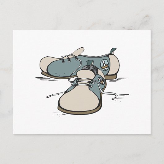 retrostijl bowling schoenen ontwerp briefkaart (Voorkant)