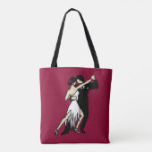 Retrostijl Burgundy Tango Dancers Canvas tas (Achterkant)