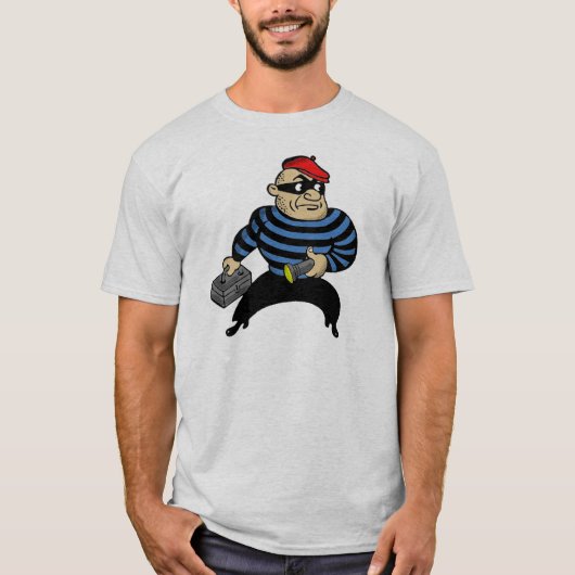 Retrostijl Cartoon Cat Burglar T-Shirt (Voorkant)